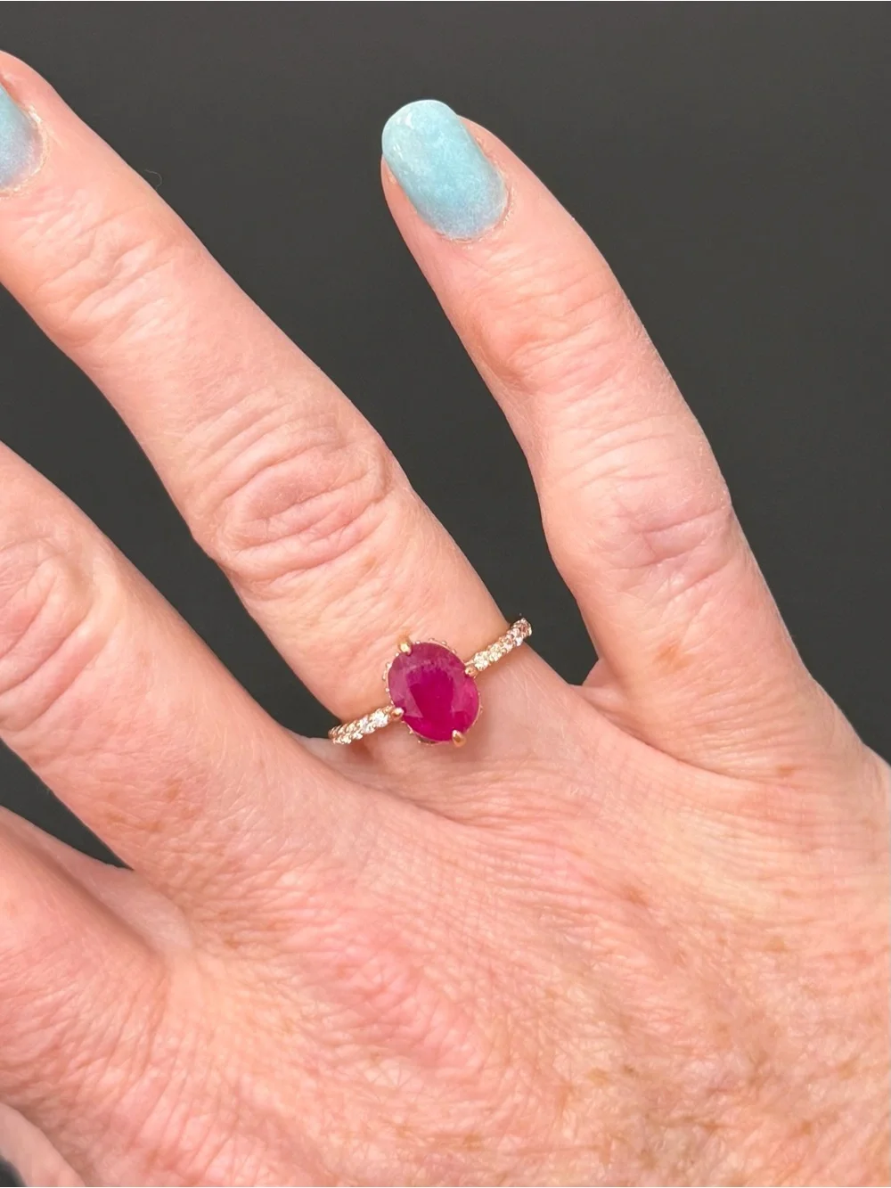 Stunning!!  2CT Natural Red Ruby with Hidden Halo Rose Gold over 925 Sterling
